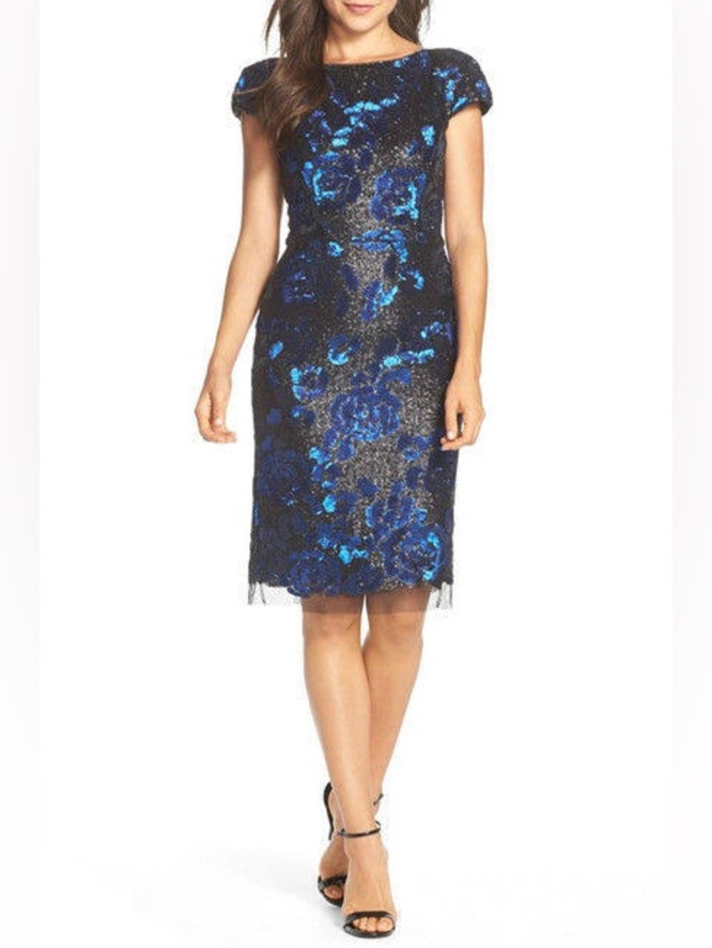 Vera Wang Sequin Floral Dress